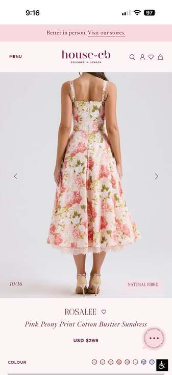 Rosalee Pink Peony Print Cotton Bustier Sundress - Picture 9 of 10